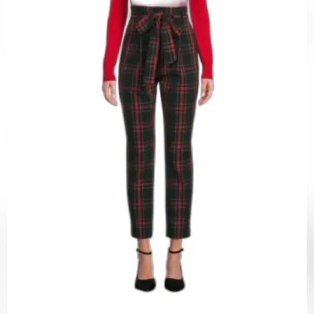 NWT Antonio Melani | Natalia Tartan Green Plaid Straight Leg High Waist Pant